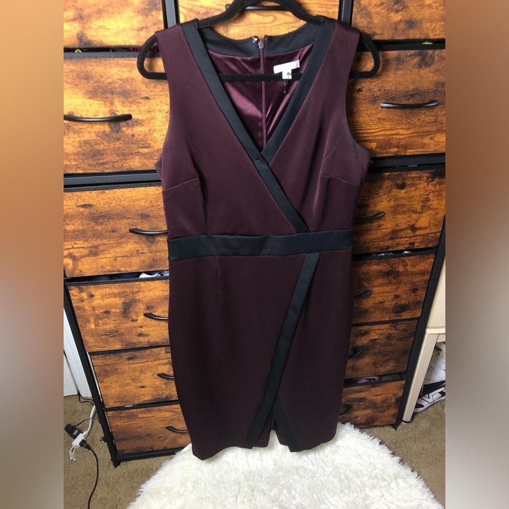 New York & Company Plum and Black Midi Dress - Picture 8 of 16